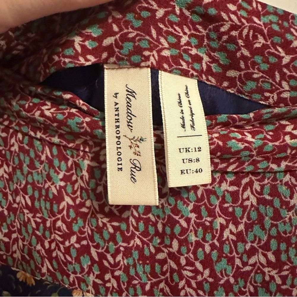 Anthropologie Meadow Rue frilly midi flowy floral skirt cottage core Size 8 - Picture 7 of 15
